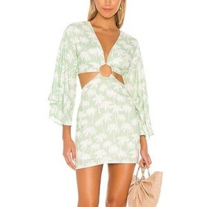 LOVERS and FRIENDS Maysa Kimono Dress Palm Tree Print Cut Out XS